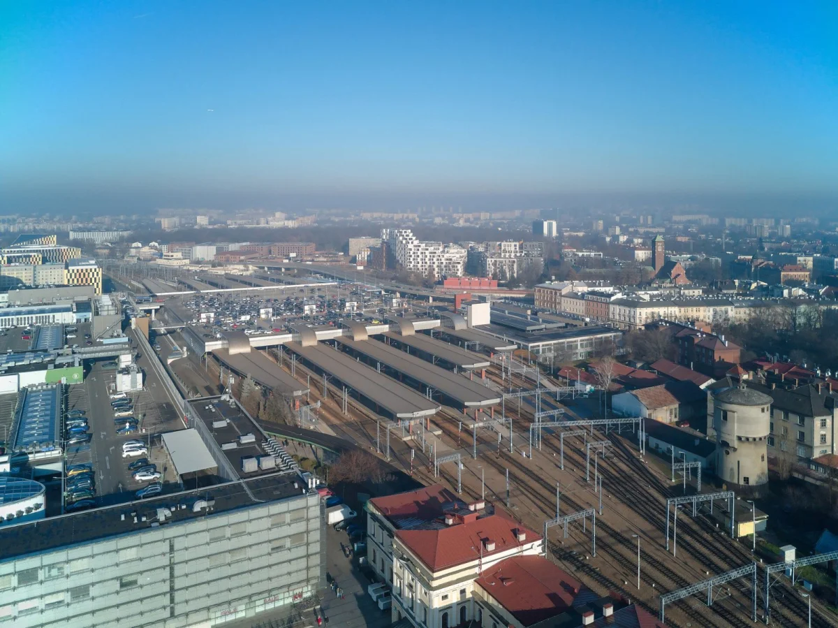 Aerial view of Kraków Główny station